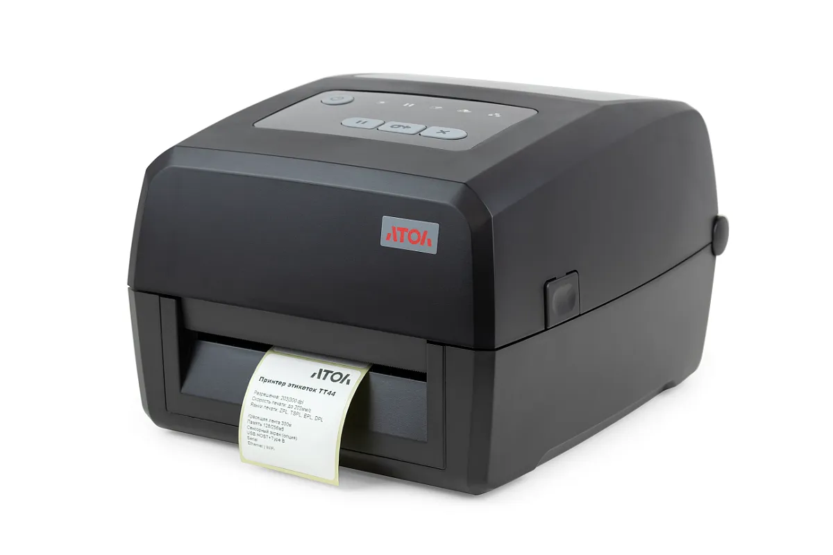 Принтер этикеток АТОЛ ТТ44 (термо-трансфер, 203 dpi, USB, RS-232, Ethernet, OTG, LCD) (60111)