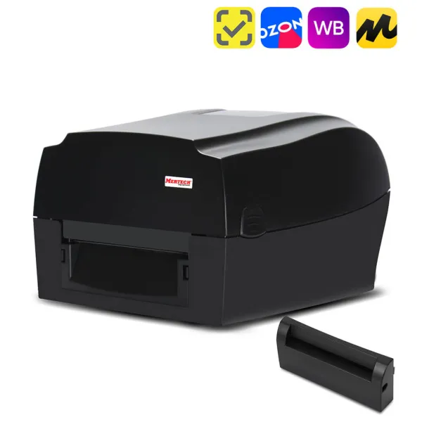 Комплект: термотрансферный принтер этикеток MERTECH TLP300 TERRA NOVA с отрезчиком (Ethernet, RS232, USB) black