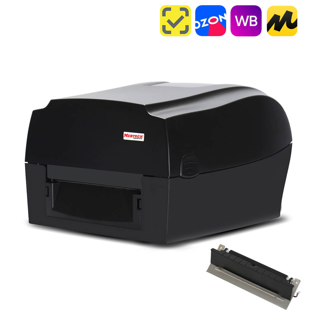 Комплект: термотрансферный принтер этикеток MERTECH TLP300 TERRA NOVA с отделителем (Ethernet, RS232, USB) black