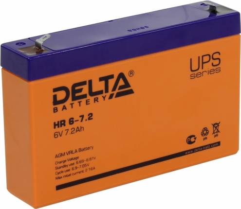 Аккумулятор 6V 7.2Ah, DELTA HR 6-7