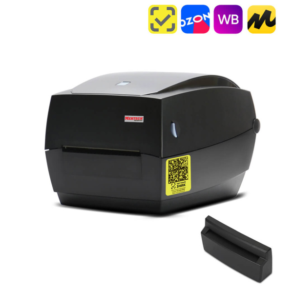 Комплект: термотрансферный принтер этикеток MERTECH TLP100 TERRA NOVA с отрезчиком (Ethernet, RS232, USB) black