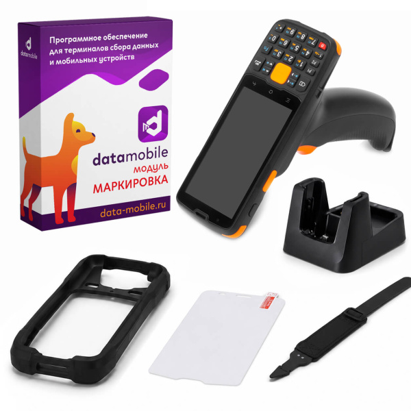 Комплект для маркировки ТСД MERTECH MovFast S45, арт. 10011 (кредл с передачей, чехол, стекло, ремешок) + ПО DataMobile