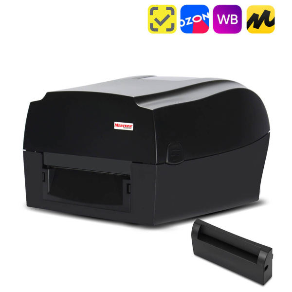 Комплект: термотрансферный принтер этикеток MERTECH TLP300 TERRA NOVA с отрезчиком (Ethernet, RS232, USB) black
